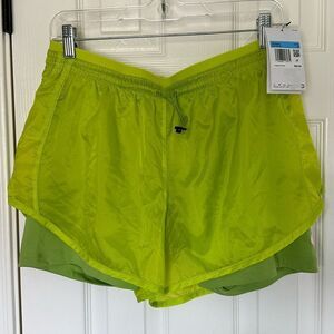 Nike Running Shorts Lined Draw String Yellow Size Medium